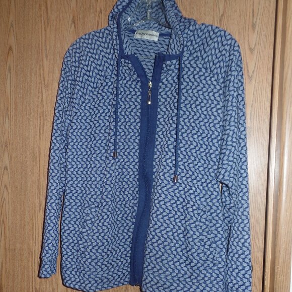 Cathy Daniels Blue Lightweight Patterned Women's Hoodie, Size XL - Picture 1 of 2